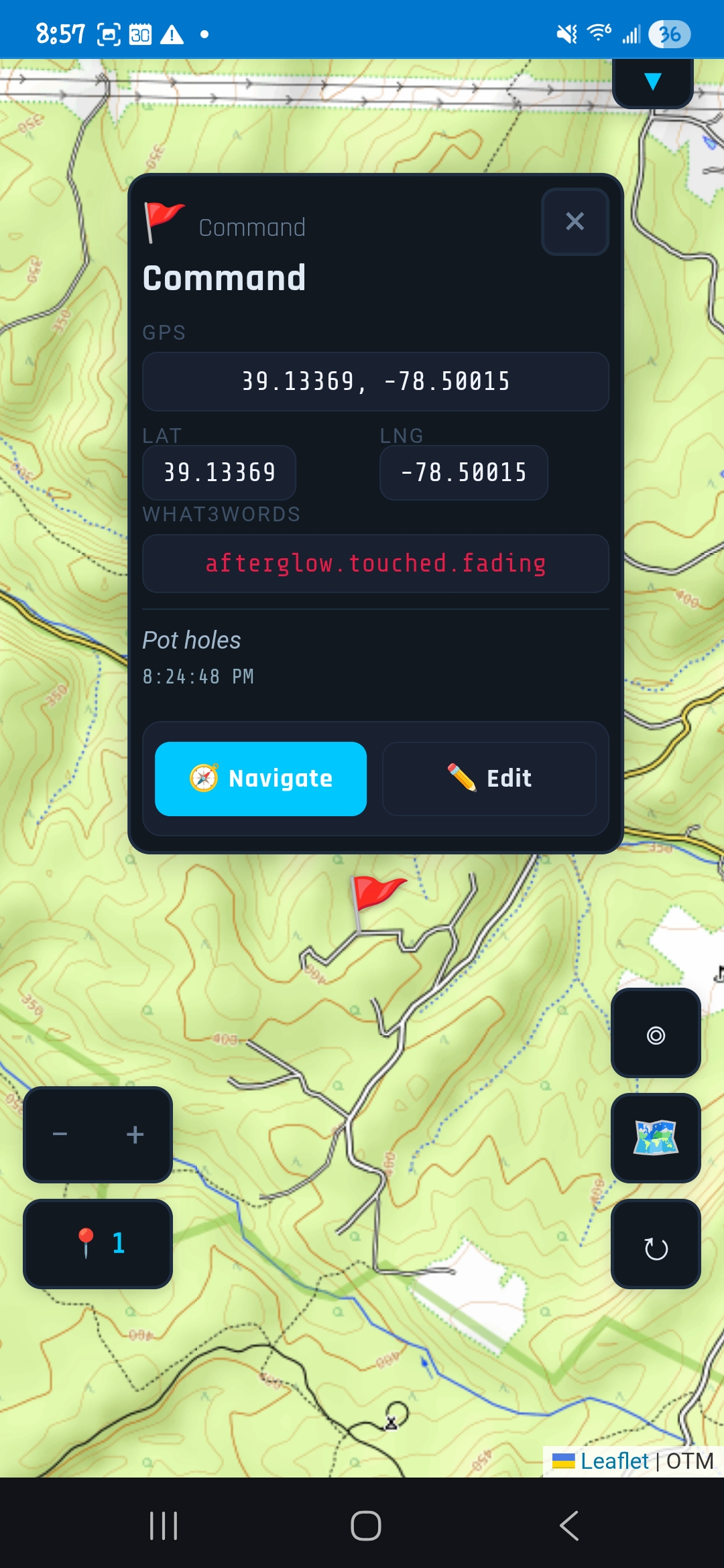 UASOPS fire pin on satellite map